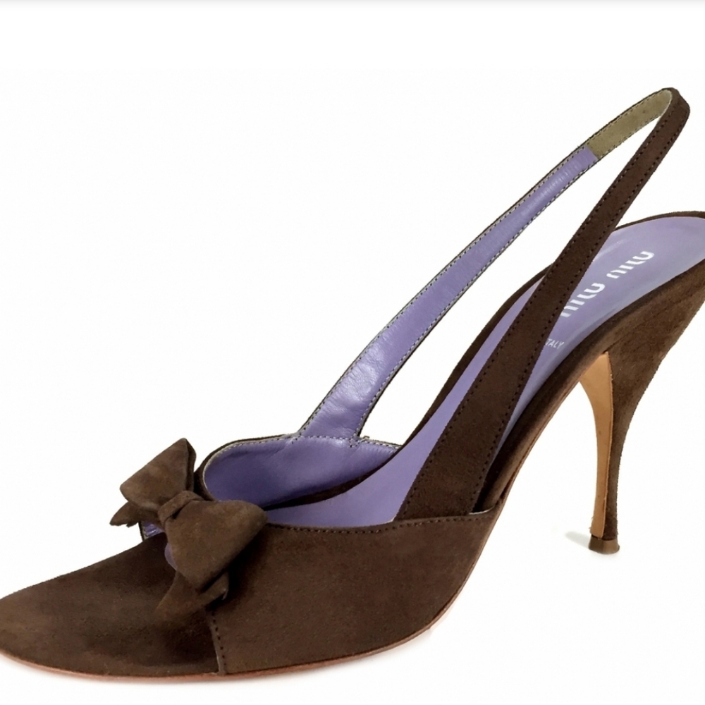 miu miu bow detail sling back heels